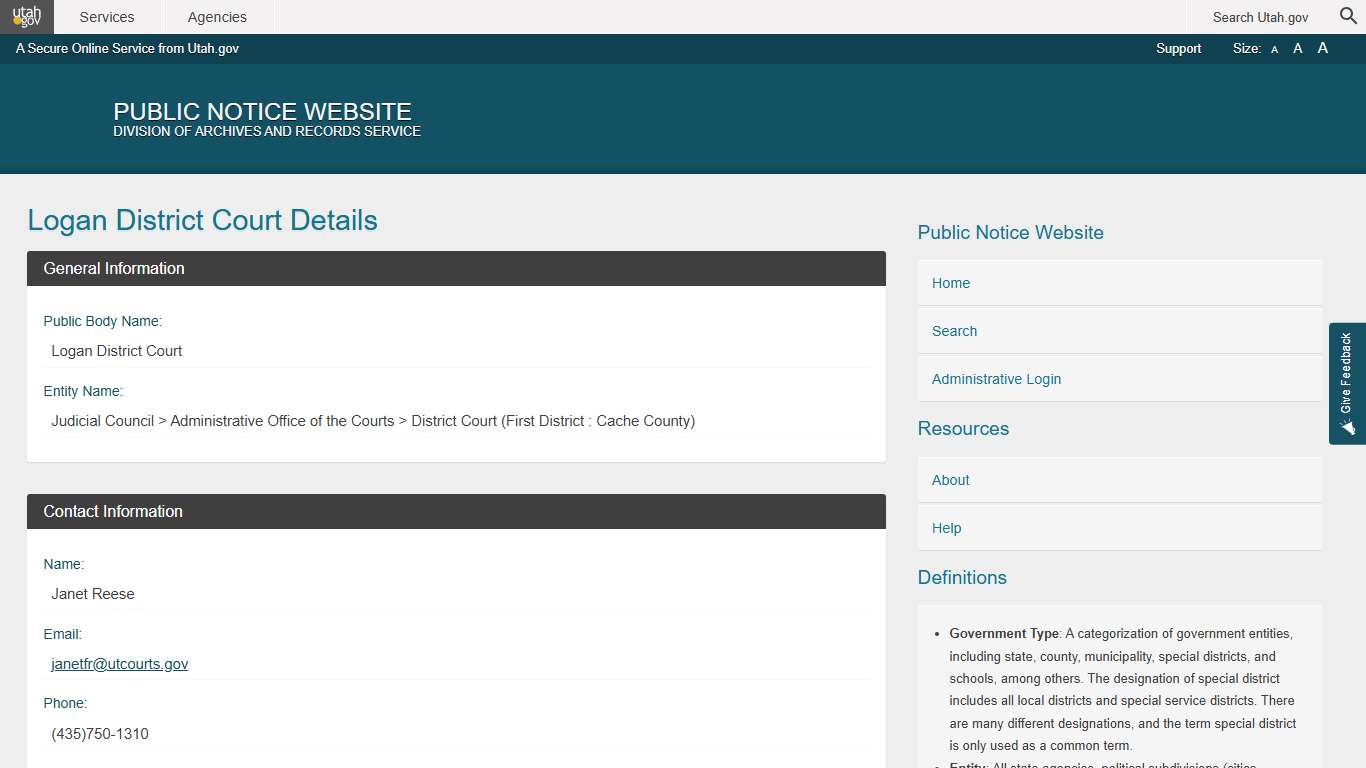 Public Body Public Notice Website