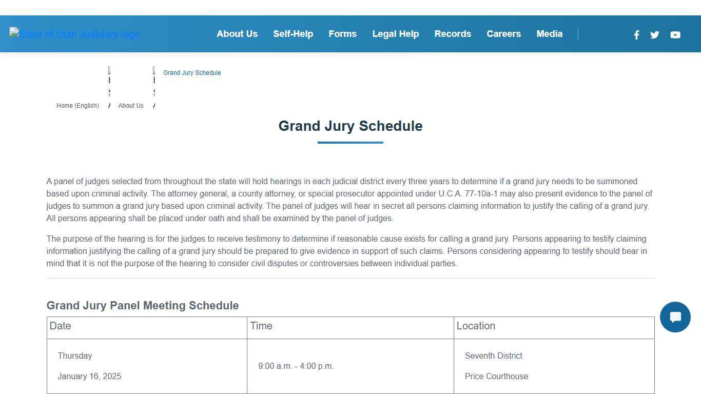 Grand Jury Schedule