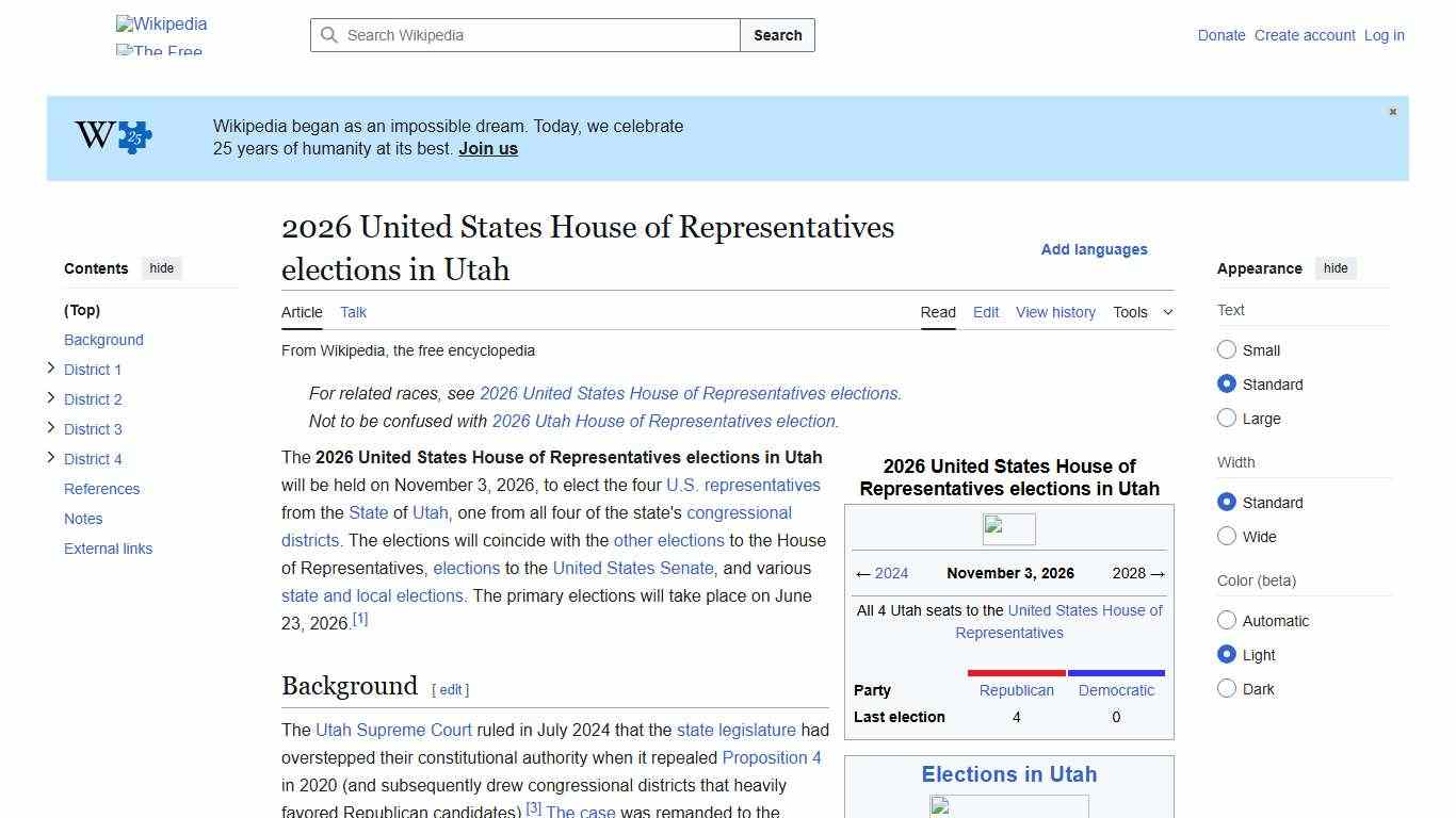 2026 United States House of Representatives elections in Utah - Wikipedia